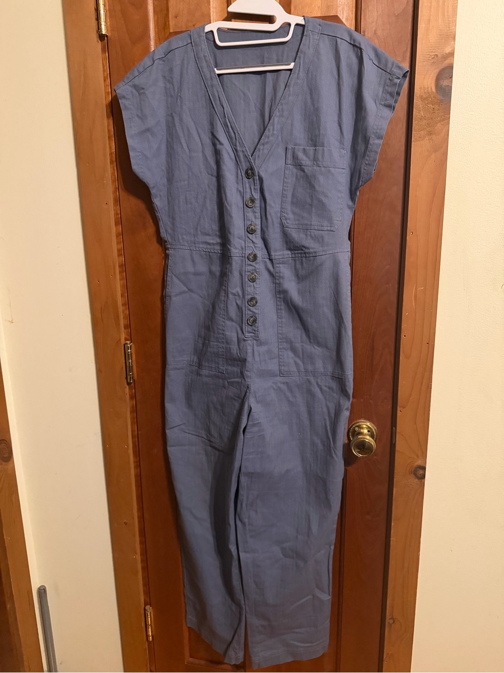 Madewell Blue Button-Front Jumpsuit